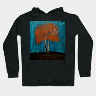 Silver tree with copper leaves in a storm Hoodie